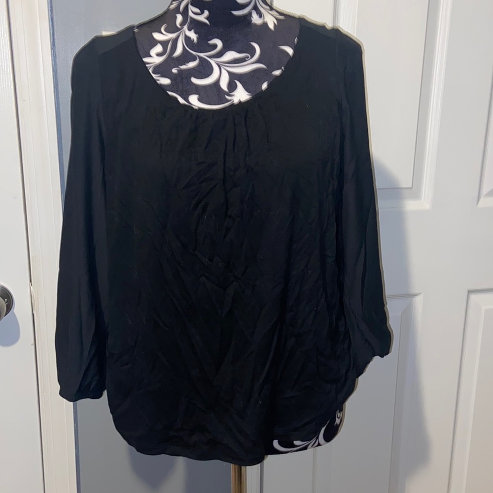 Banana Republic mixed media open tie back balloon sleeve top
